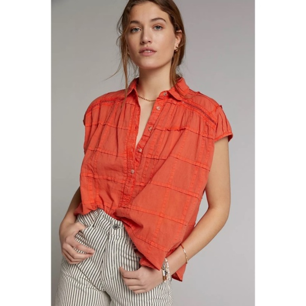 Anthropologie Pilcro The Serena Surf Henley Blouse XSP